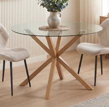 Load image into Gallery viewer, Flare Tempered Glass Round Dining Table 120 x 78cm - Transparent + Natural
