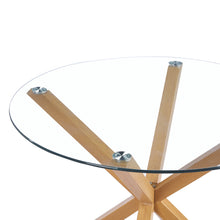 Load image into Gallery viewer, Flare Tempered Glass Round Dining Table 100 x 78cm - Transparent + Natural