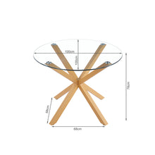 Load image into Gallery viewer, Flare Tempered Glass Round Dining Table 100 x 78cm - Transparent + Natural