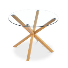 Load image into Gallery viewer, Flare Tempered Glass Round Dining Table 100 x 78cm - Transparent + Natural