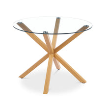 Load image into Gallery viewer, Flare Tempered Glass Round Dining Table 100 x 78cm - Transparent + Natural