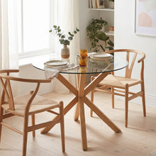 Load image into Gallery viewer, Flare Tempered Glass Round Dining Table 100 x 78cm - Transparent + Natural