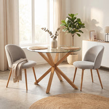 Load image into Gallery viewer, Flare Tempered Glass Round Dining Table 100 x 78cm - Transparent + Natural