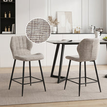 Load image into Gallery viewer, Hygge Fabric Bar Stool - Set Of 2 - Light Brown