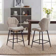 Load image into Gallery viewer, Hygge Fabric Bar Stool - Set Of 2 - Light Brown