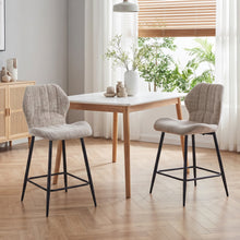 Load image into Gallery viewer, Hygge Fabric Bar Stool - Set Of 2 - Light Brown