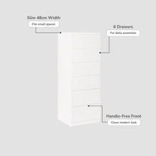Load image into Gallery viewer, Tongass Wooden Slim Tallboy 6 Drawers - White