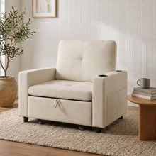 Load image into Gallery viewer, lt10909-mist-1-seater-sofa-bed-with-cup-holder-and-side-tray-cream-2607095