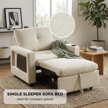 Load image into Gallery viewer, lt10909-mist-1-seater-sofa-bed-with-cup-holder-and-side-tray-cream-2607092