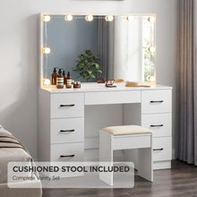 Load image into Gallery viewer, 23984-lisianthus-2-piece-dressing-table-with-mirror-stool-set-white-2607101