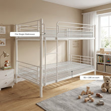 Load image into Gallery viewer, 24350-graid-single-metal-bunk-bed-frame-white-2607214