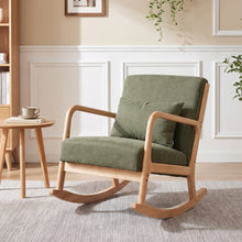 Load image into Gallery viewer, Taru Linen Rocking Armchair - Dark Green