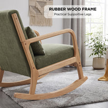 Load image into Gallery viewer, Taru Linen Rocking Armchair - Dark Green