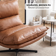 Load image into Gallery viewer, Saro Swivel Armchair with Adjustable Back - Caramel Brown