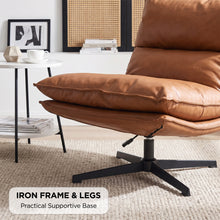 Load image into Gallery viewer, Saro Swivel Armchair with Adjustable Back - Caramel Brown