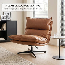 Load image into Gallery viewer, Saro Swivel Armchair with Adjustable Back - Caramel Brown