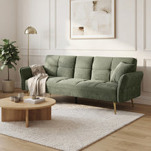 Load image into Gallery viewer, Forest 3 Seater Sofa Bed with Cup Holder - Green