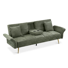 Load image into Gallery viewer, Forest 3 Seater Sofa Bed with Cup Holder - Green