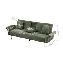 Load image into Gallery viewer, Forest 3 Seater Sofa Bed with Cup Holder - Green