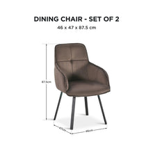 Load image into Gallery viewer, lt11037-elora-swivel-velvet-dining-chair-set-of-2-brown-2607243