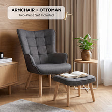 Load image into Gallery viewer, Emma Linen Armchair with Ottoman - Grey