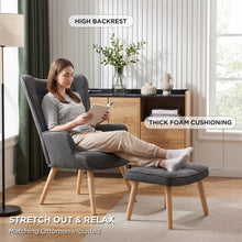 Load image into Gallery viewer, Emma Linen Armchair with Ottoman - Grey
