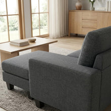 Load image into Gallery viewer, Kellen 3 Seater Sofa With Ottoman - Dark Grey