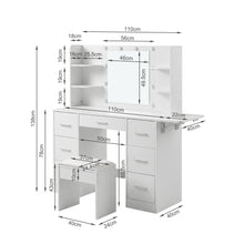 Load image into Gallery viewer, Lumina 2 Piece Dressing Table with Mirror & Stool Set - White