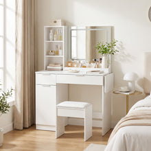 Load image into Gallery viewer, Elva 2 Piece Dressing Table with Mirror & Stool Set - White