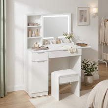 Load image into Gallery viewer, Elva 2 Piece Dressing Table with Mirror & Stool Set - White