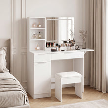 Load image into Gallery viewer, Elva 2 Piece Dressing Table with Mirror & Stool Set - White