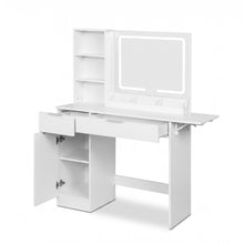 Load image into Gallery viewer, Elva 2 Piece Dressing Table with Mirror & Stool Set - White