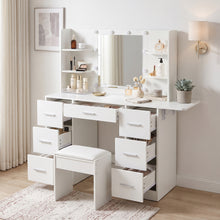 Load image into Gallery viewer, Lumina 2 Piece Dressing Table with Mirror & Stool Set - White