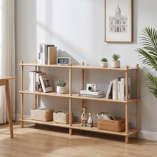 Load image into Gallery viewer, Tui 3 Tier Long Storage Shelf Bookshelf - Oak