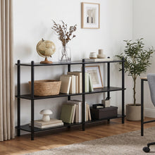 Load image into Gallery viewer, Tui 3 Tier Long Storage Shelf Bookshelf - Black