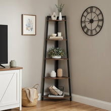 Load image into Gallery viewer, Sora 5 Tier Corner Shelf - Rustic Brown