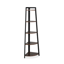 Load image into Gallery viewer, Sora 5 Tier Corner Shelf - Rustic Brown