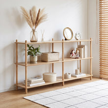 Load image into Gallery viewer, Tui 3 Tier Long Storage Shelf Bookshelf - Oak