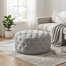 Load image into Gallery viewer, lt11111-disk-linen-ottoman-grey-2608131