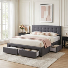 Load image into Gallery viewer, lt11044-eleanor-queen-bed-frame-with-4-drawers-dark-grey-260603