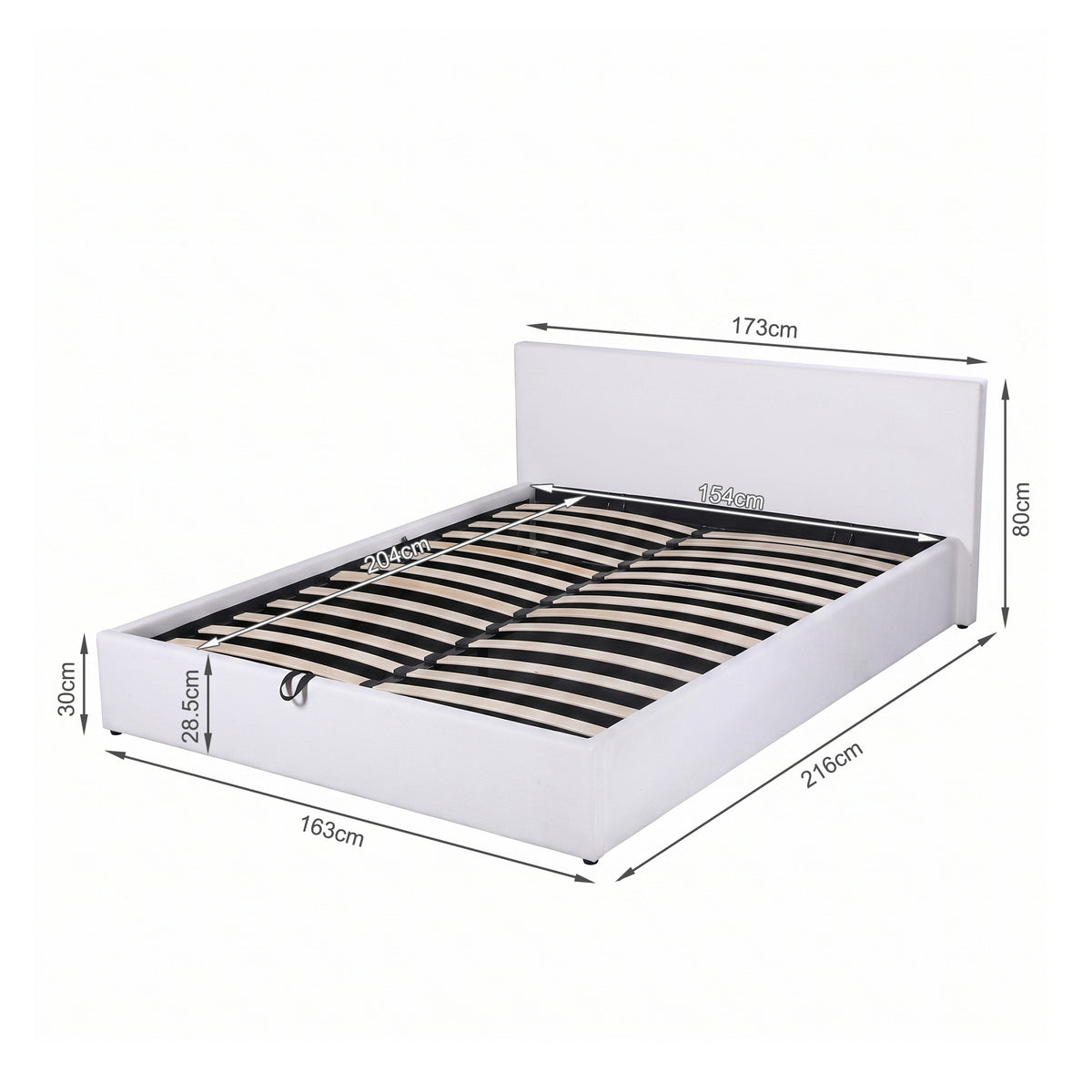 Lifteo Teddy Boucle Queen Gas Lift Bed Frame - White