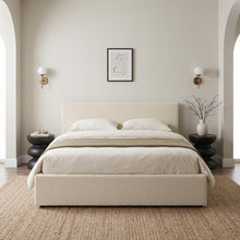 Load image into Gallery viewer, Lifteo Boucle Queen Gas Lift Bed Frame - Light Beige