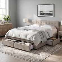 Load image into Gallery viewer, Eleanor Queen Bed Frame with 4 Drawers - Light Taupe