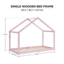 Load image into Gallery viewer, Homi Single Wooden Bed Frame - Pink