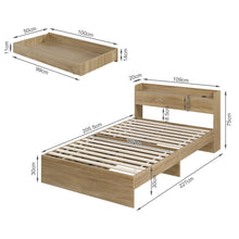 Load image into Gallery viewer, 24401-elda-king-single-bed-frame-with-usb-port-drawers-natural-2609081