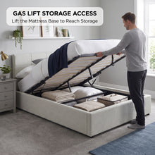 Load image into Gallery viewer, Elevon Double Gas Lift Bed Frame - Linen Grey