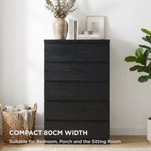 Load image into Gallery viewer, 23807-tongass-wooden-6-drawers-tallboy-black-2609113