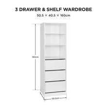 Load image into Gallery viewer, 23958-payette-3-drawer-shelf-wardrobe-white-2609113