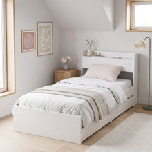 Load image into Gallery viewer, Elda Single Bed Frame with USB Port & Drawers - White