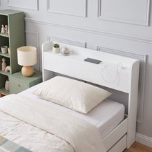 Load image into Gallery viewer, Elda Single Bed Frame with USB Port & Drawers - White